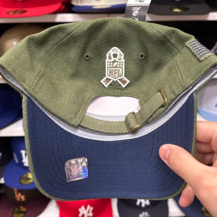 New England Patriots NFL Ball Cap | New Era 9TWENTY Strap-back | Military Green
