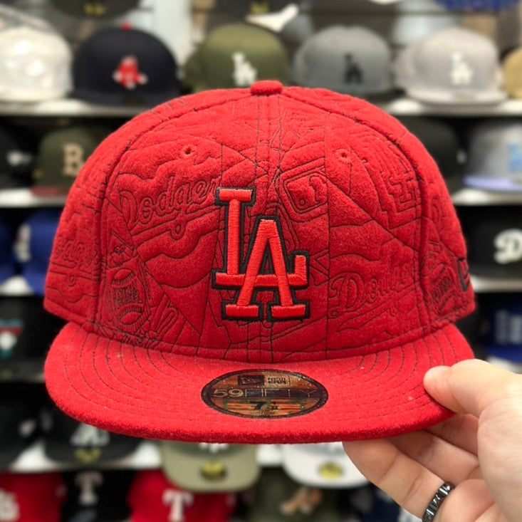 New Era 59FIFTY LA Dodgers MLB Vintage Fitted Hat Sized Cap Red
