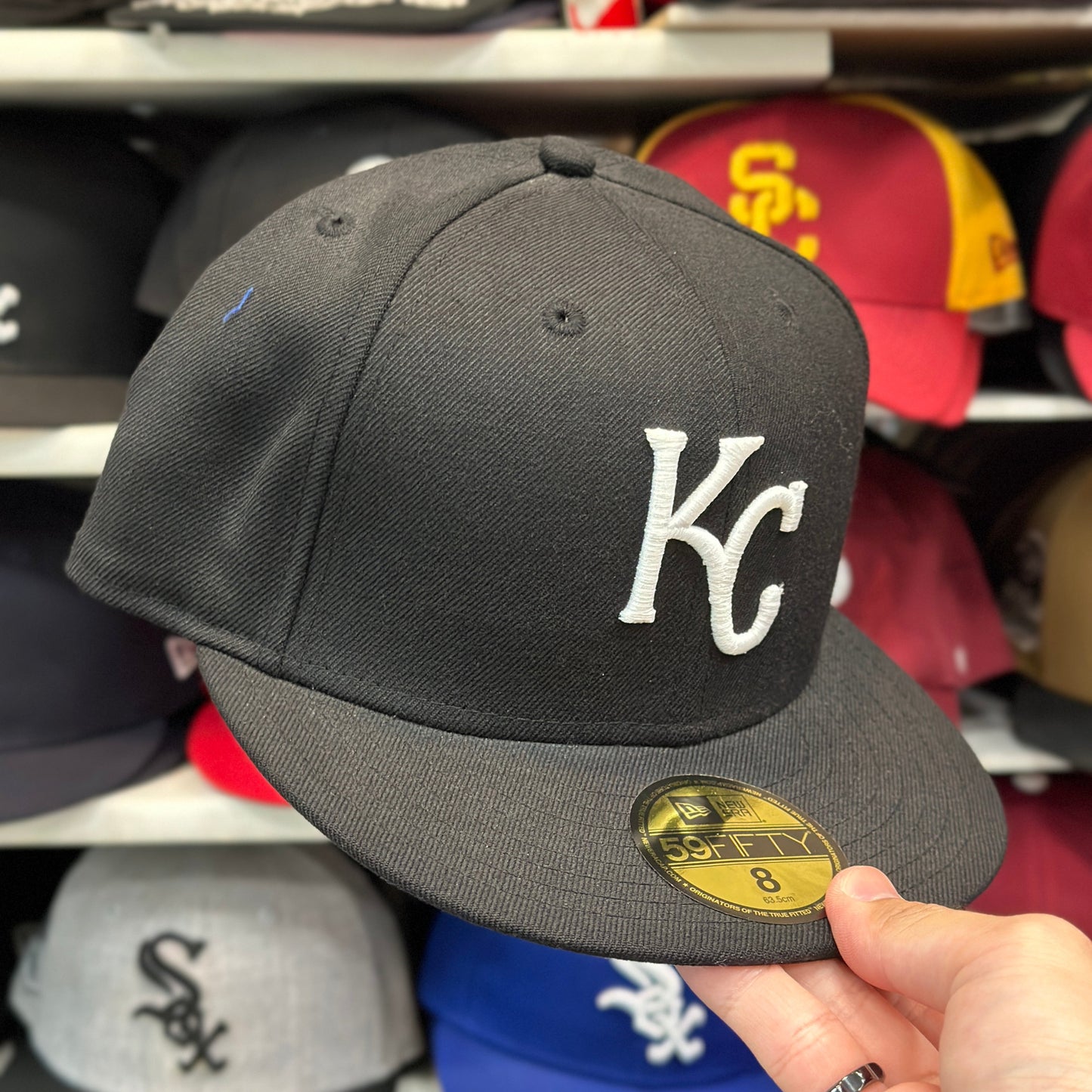 New Era 59FIFTY Kansas City Royals MLB Fitted Cap Sized Hat Black