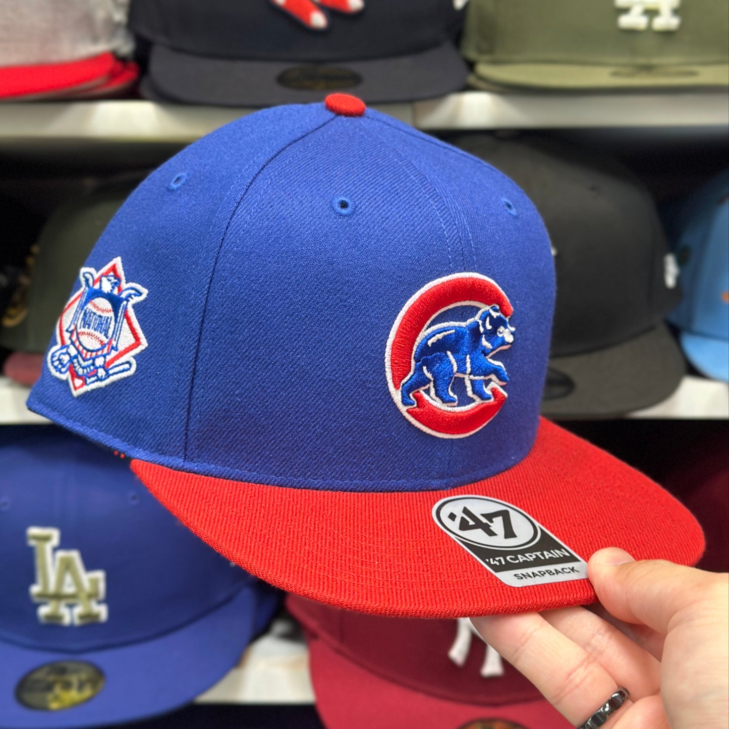 Chicago Cubs MLB National Patch | '47 Brand Captain Snapback | Blue/Red