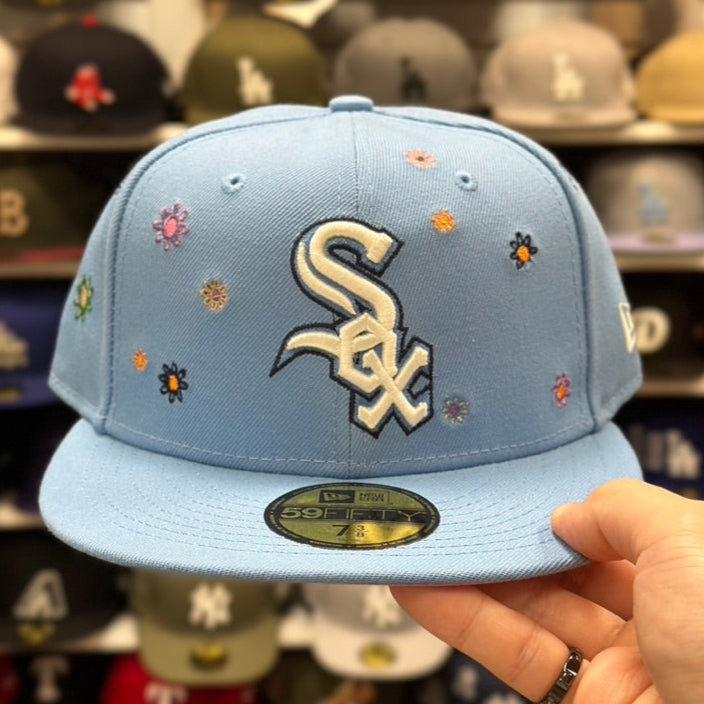 Chicago White Sox MLB Floral Patches | New Era 59FIFTY Fitted Cap | Light Blue