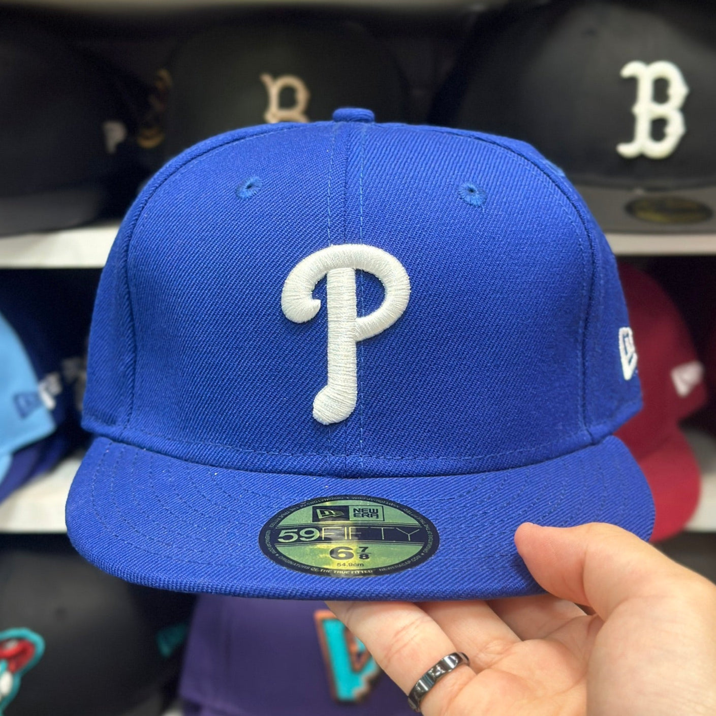 Philadelphia Phillies MLB Vintage Fitted Hat | New Era 59FIFTY Sized Cap | Blue