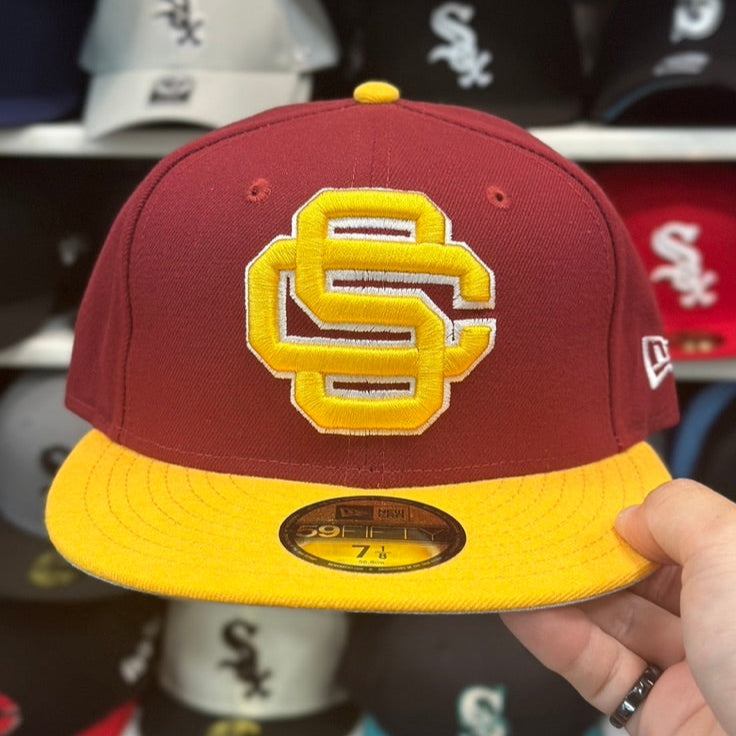 New Era 59FIFTY USC Trojans NCAA Fitted Cap Sized Hat Red/Yellow