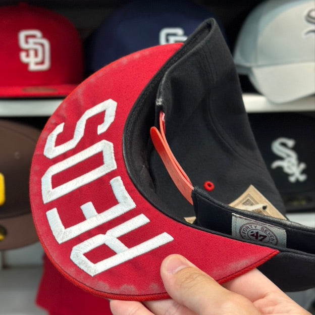 Cincinnati Reds MLB Snapback | '47 Brand Captain Adjustable Cap | Black/Red