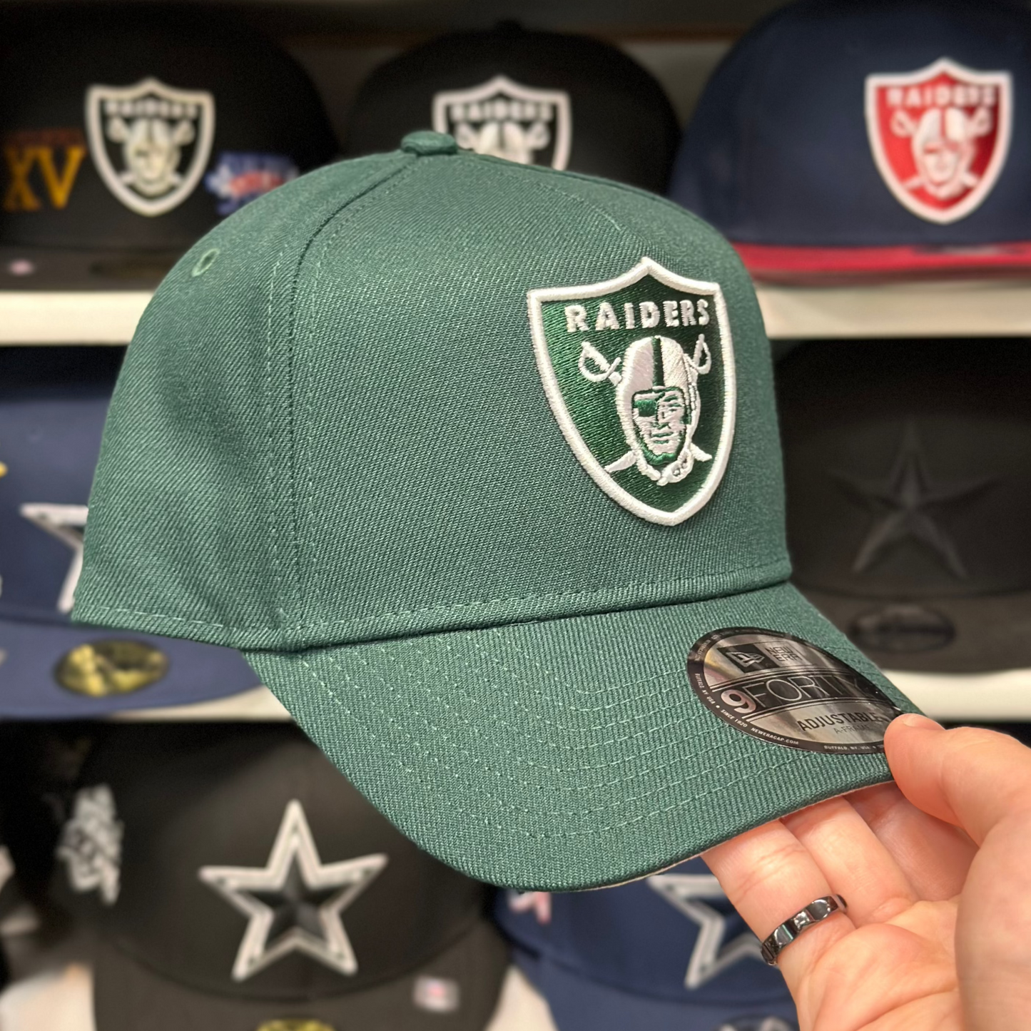 New Era Las Vegas Raiders A-Frame 9FORTY Snapback Dark Green
