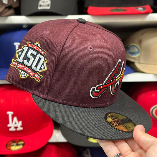 New Era Atlanta Braves '150th Anniversary' Patch 59FIFTY Fitted Hat | Maroon/Black