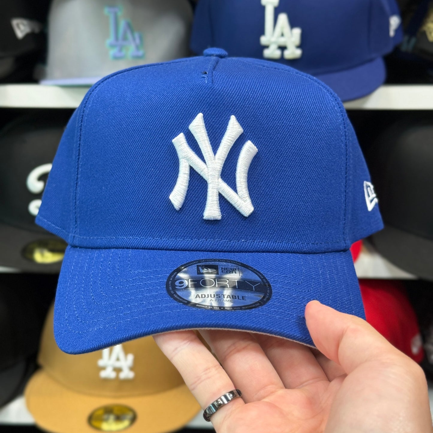 New Era Yankees 9FORTY A-Frame Snapback Hat Blue