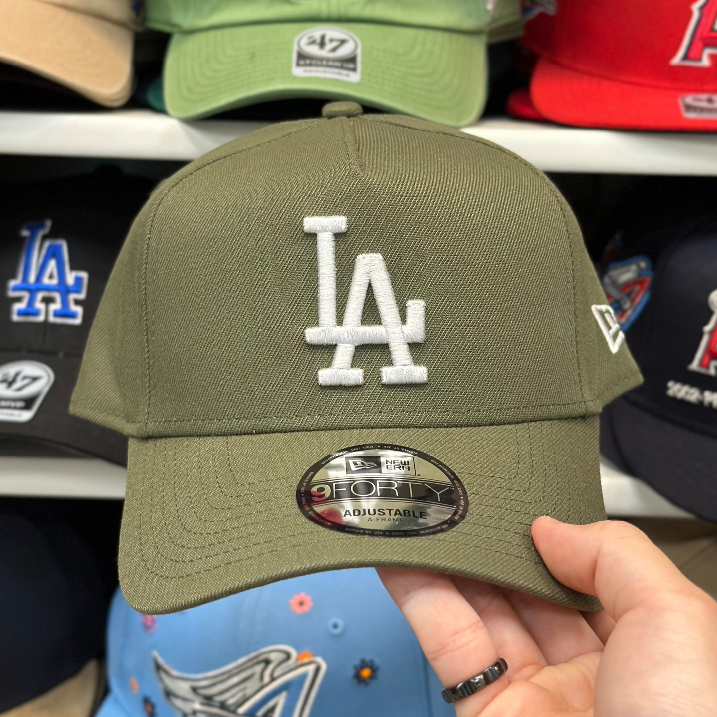 New Era Los Angeles Dodgers A-Frame 9FORTY Snapback Olive Green