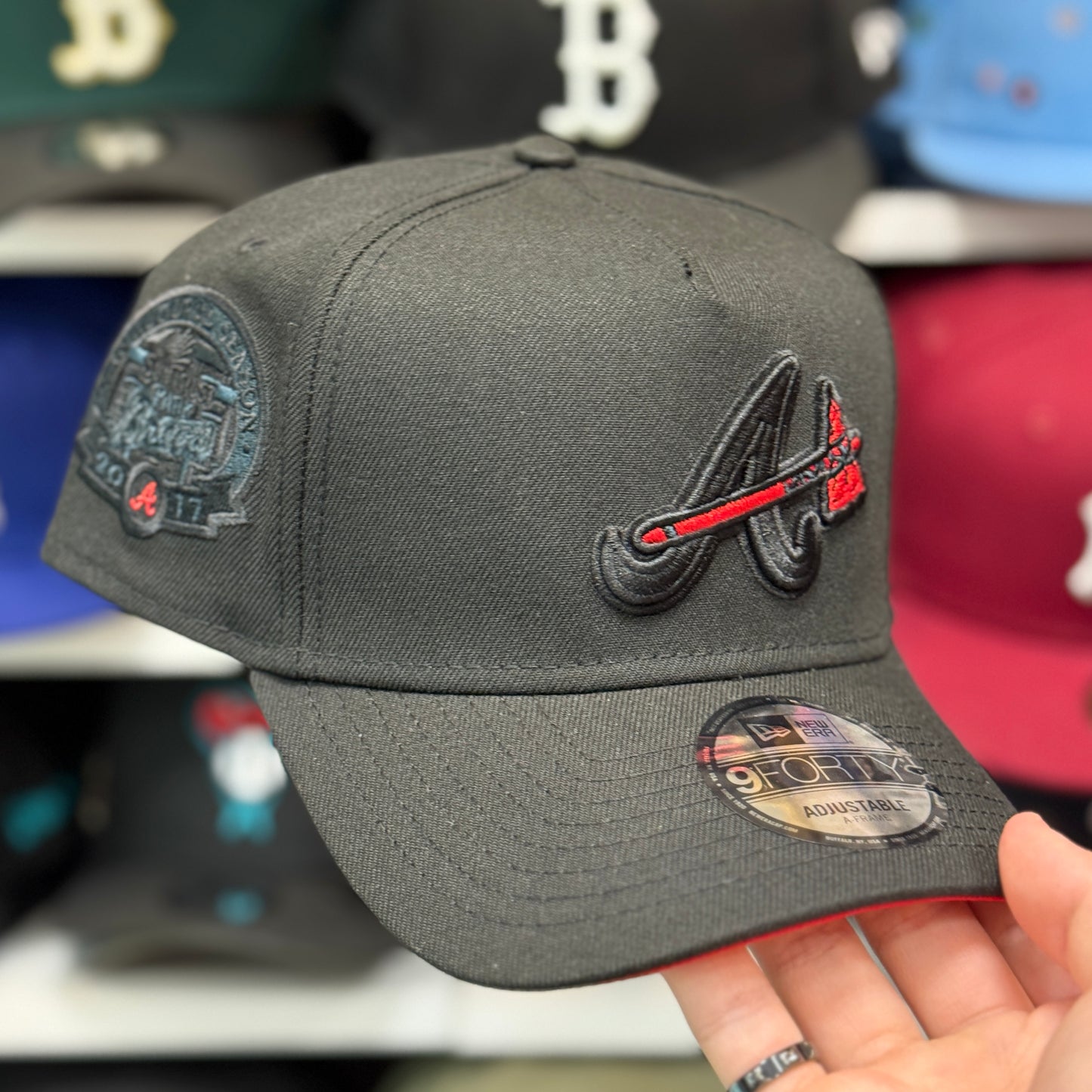 New Era Atlanta Braves '2017 Inaugural Season' A-Frame 9FORTY Snapback Black Red Under Brim