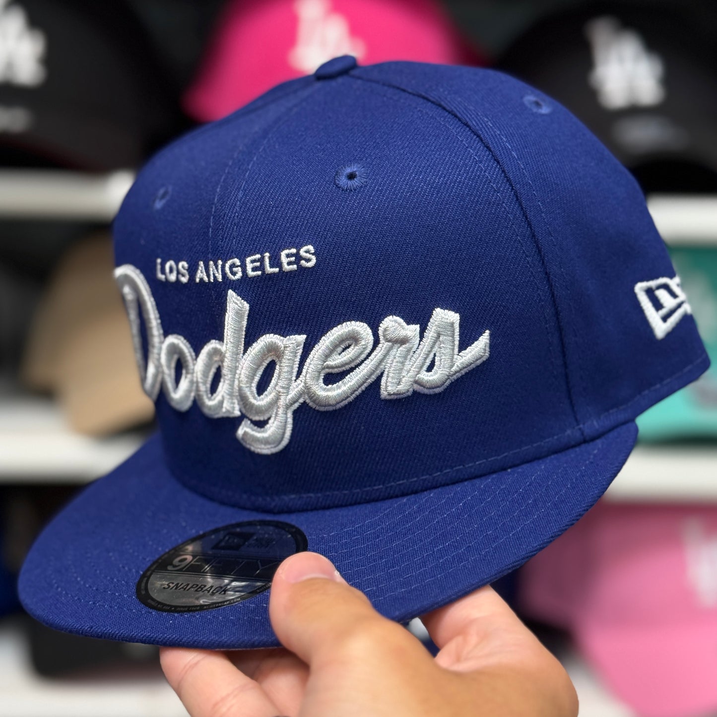 New Era Los Angeles Dodgers Script Logo 9FIFTY Snapback Blue