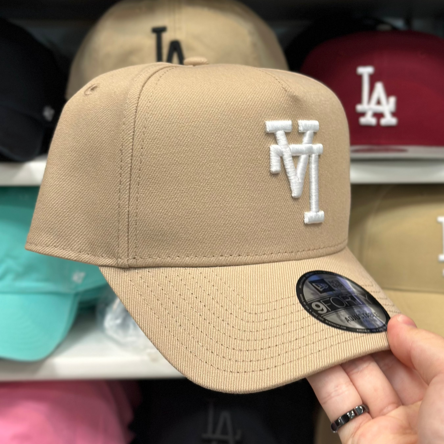 New Era LA Dodgers Upside Down Reversible A-Frame 9FORTY Snapback Tan
