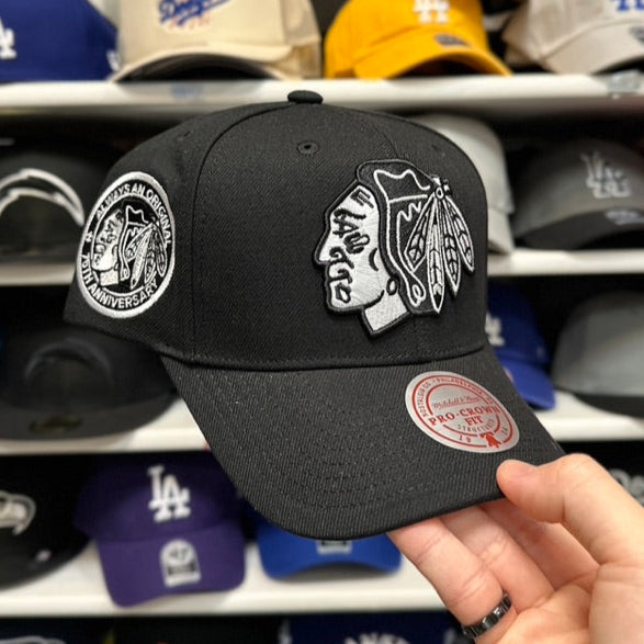 Chicago Blackhawks NHL Snapback | Mitchell & Ness Pro Crown Adjustable Hat | Black