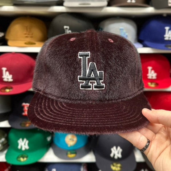New Era 59FIFTY LA Dodgers MLB Vintage Grizzly Fur Fitted Cap Maroon