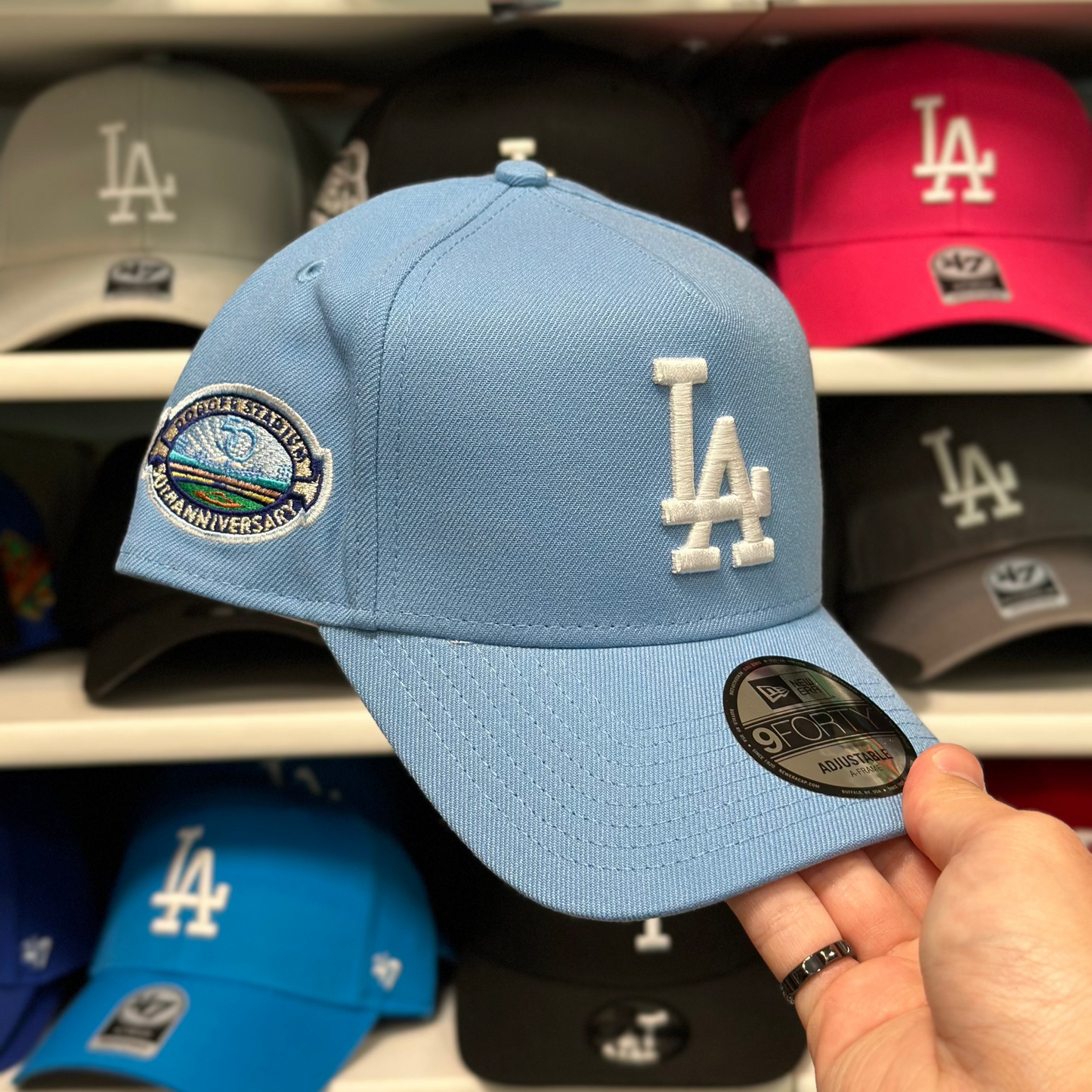 New Era LA Dodgers 50th Anniversary A-Frame 9FORTY Snapback Light Blue