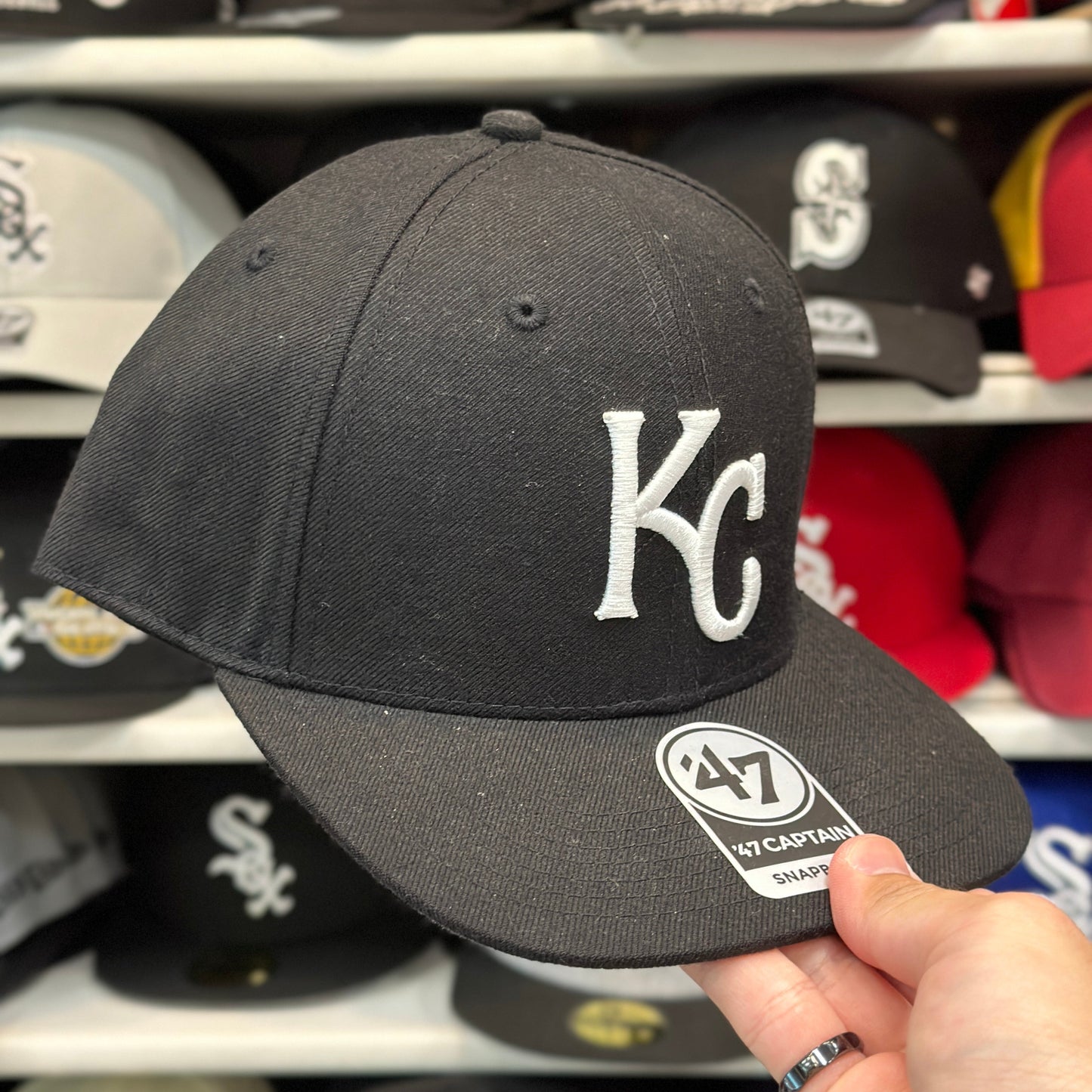 Kansas City Royals Black/White '47 Brand Snapback
