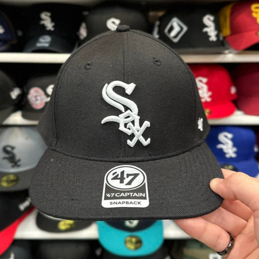 Chicago White Sox Black/White '47 Brand Snapback