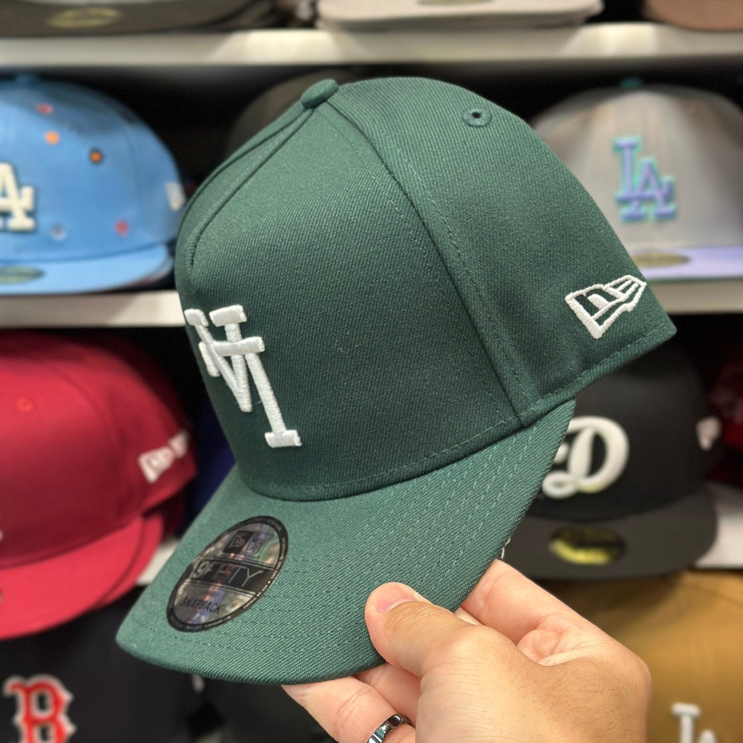 New Era Los Angeles Dodgers 'Upside Down Logo' A-Frame Dark Green/White 9FIFTY Snapback