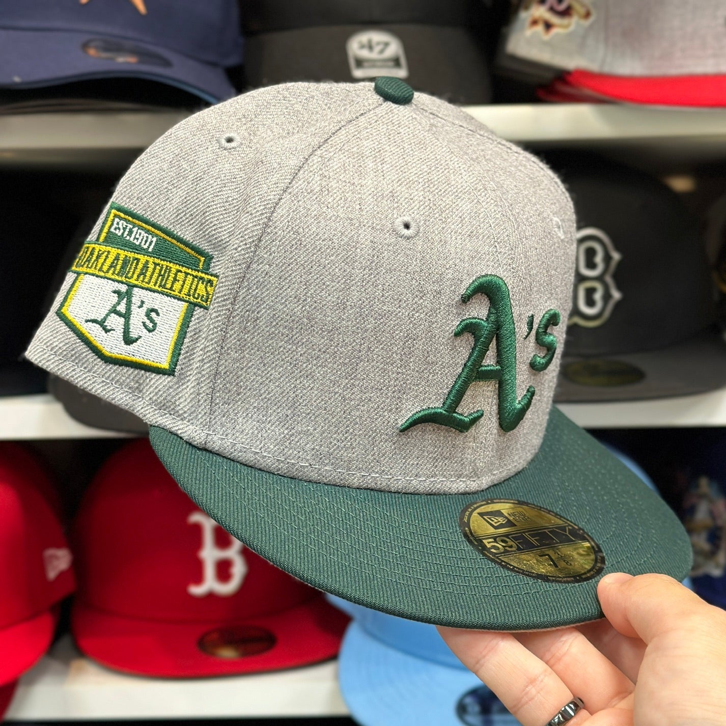 Oakland Athletics MLB A's Patch | New Era 59FIFTY Fitted Cap | Silver/Green