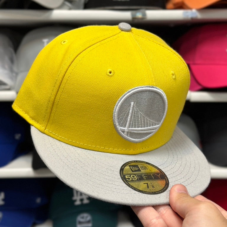 Golden State Warriors NBA Fitted Cap | New Era 59FIFTY Sized Hat | Yellow/Silver