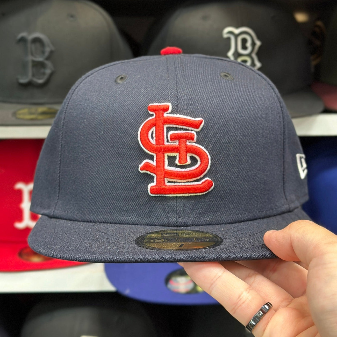 St. Louis Cardinals MLB Fitted Hat | Classic New Era 59FIFTY Sized Cap | Navy