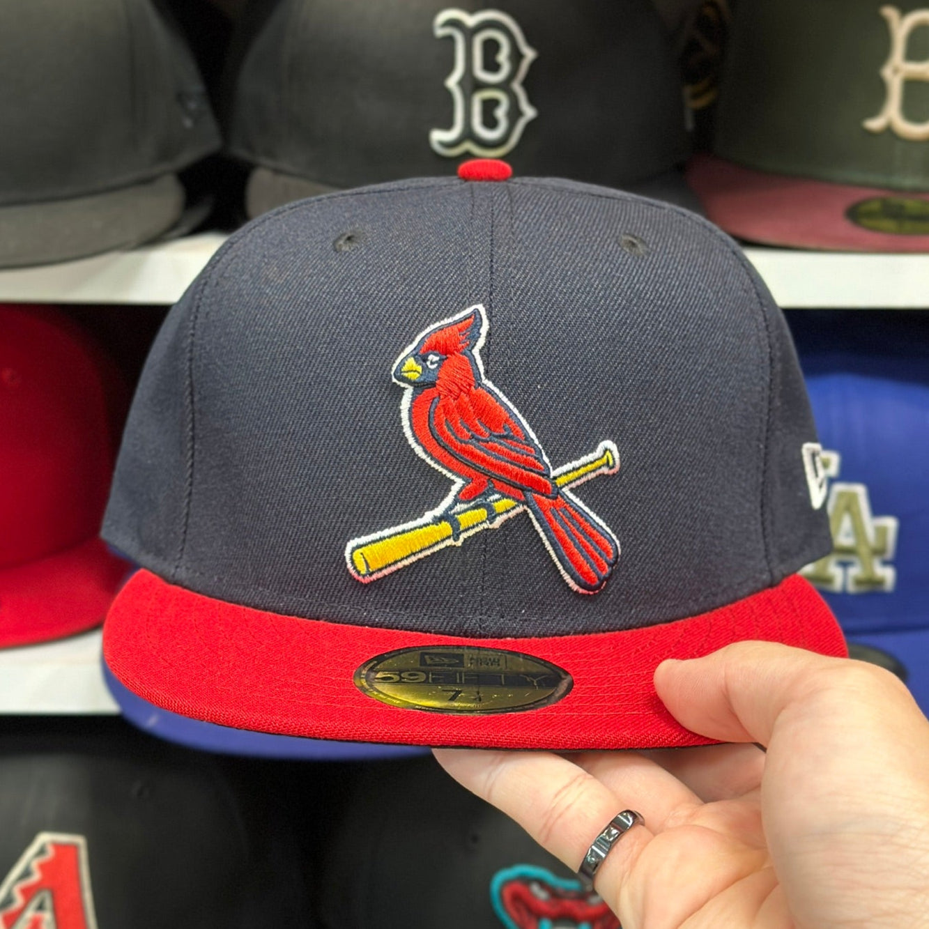 St. Louis Cardinals MLB Fitted Hat | New Era 59FIFTY Sized Cap | Navy/Red