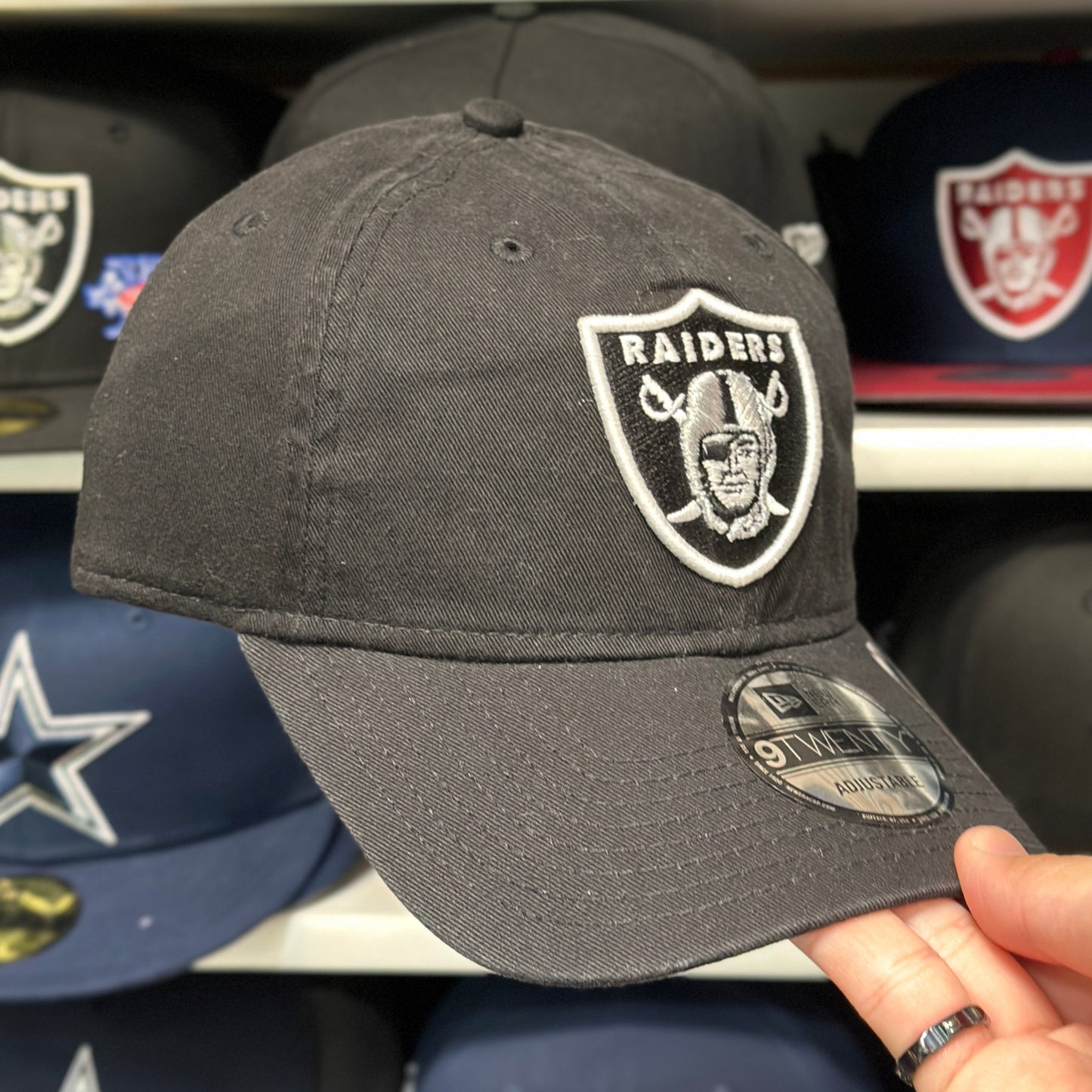 Las Vegas Raiders NFL Ball Cap | New Era 9TWENTY Adjustable Velcro Strap | Black