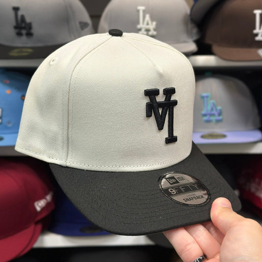 New Era Los Angeles Dodgers 'Upside Down Logo' A-Frame Creme/Black 9FIFTY Snapback