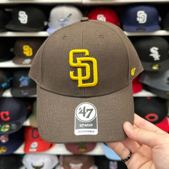 San Diego Padres MLB Ball Cap | '47 Brand MVP Adjustable Curve Cap | Brown