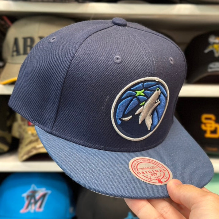 Minnesota Timberwolves NBA Snapback | Mitchell & Ness Original Fit Adjustable Hat | Dark Blue