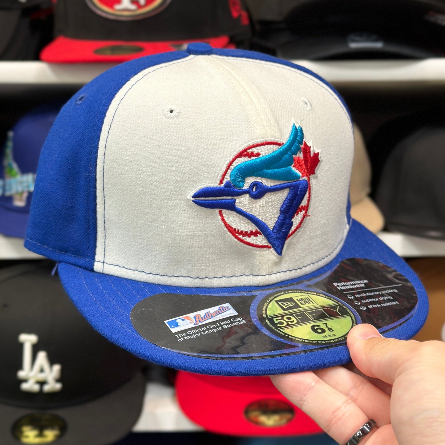 Toronto Blue Jays MLB Fitted Hat | New Era 59FIFTY Sized Cap | White/Blue