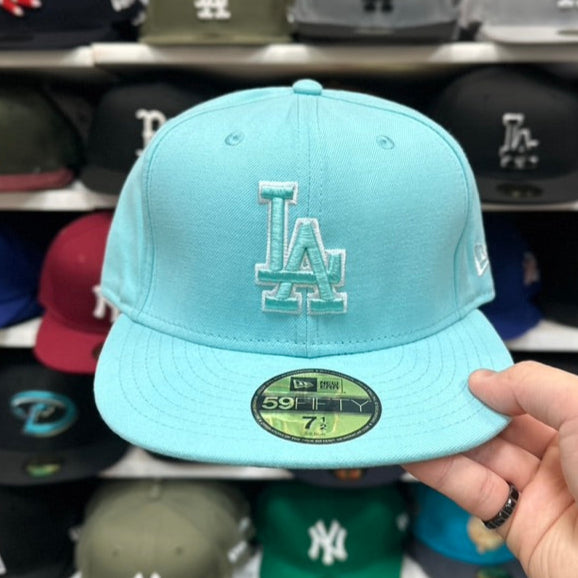 New Era 59FIFTY LA Dodgers MLB Fitted Hat Sized Cap Light Teal