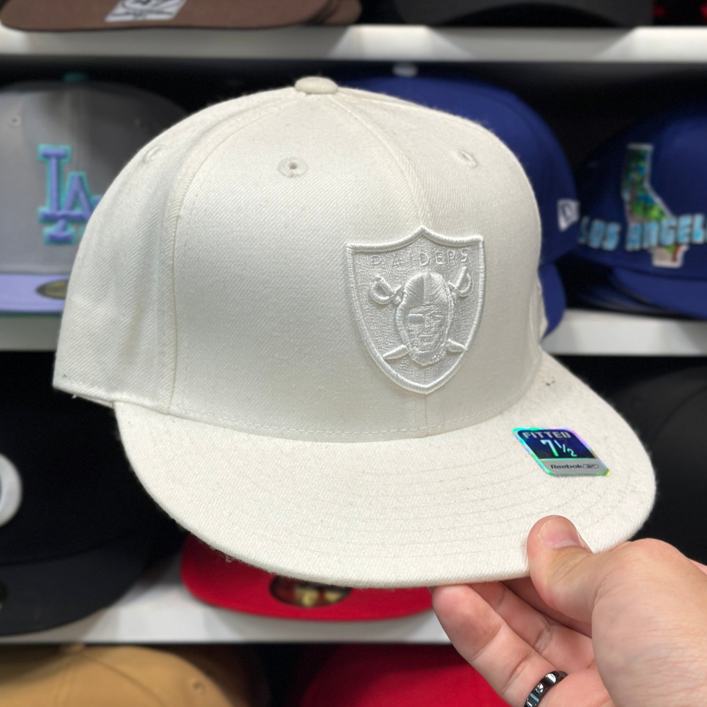 Los Angeles Raiders Reebok Fitted Hat White