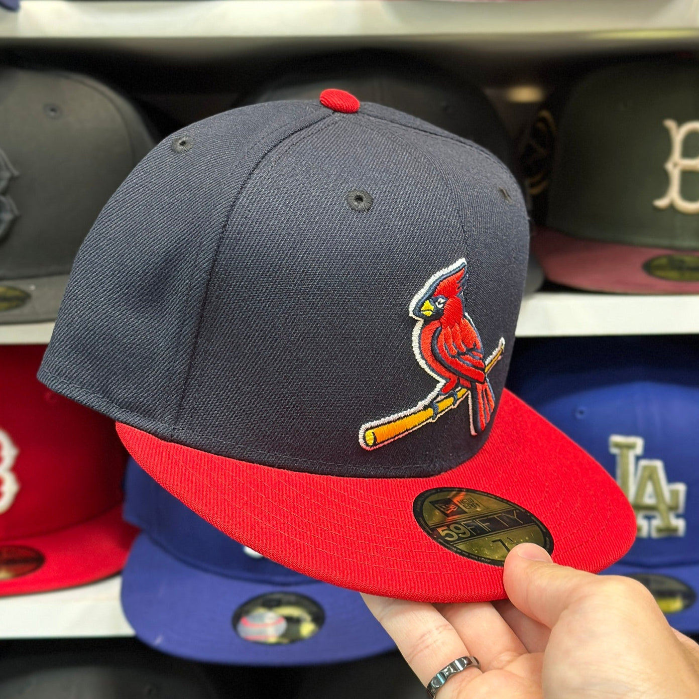 St. Louis Cardinals MLB Fitted Hat | New Era 59FIFTY Sized Cap | Navy/Red