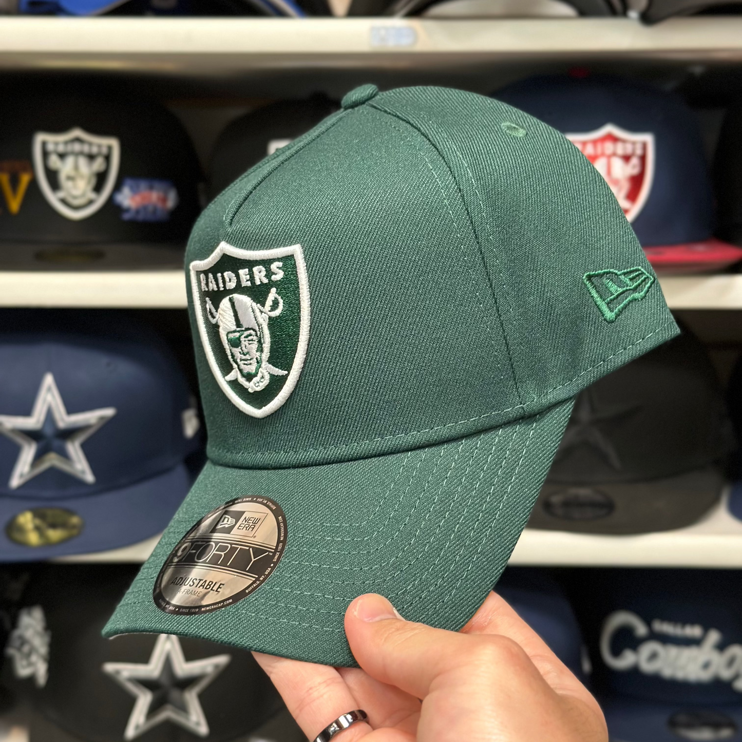New Era Las Vegas Raiders A-Frame 9FORTY Snapback Dark Green