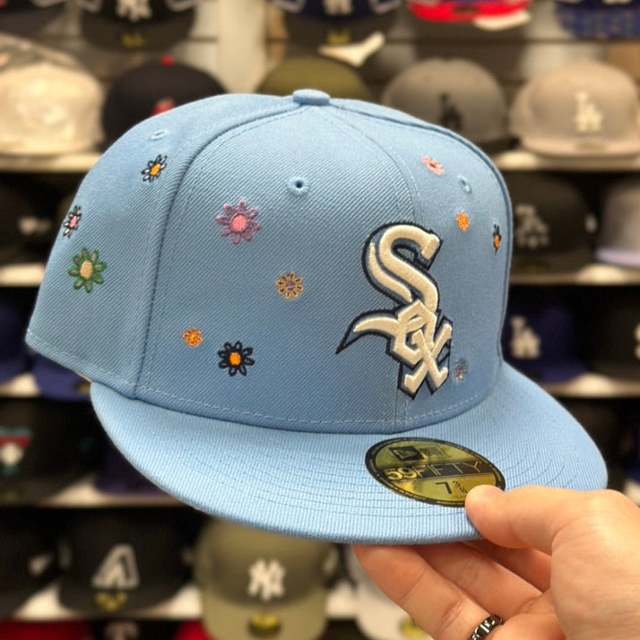 Chicago White Sox MLB Floral Patches | New Era 59FIFTY Fitted Cap | Light Blue
