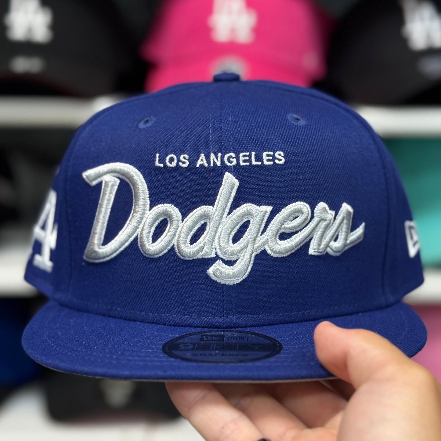 New Era Los Angeles Dodgers Script Logo 9FIFTY Snapback Blue