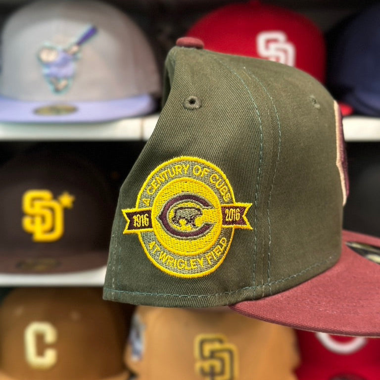 Chicago Cubs MLB Fitted Cap | New Era 59FIFTY Sized Cap | Olive/Maroon