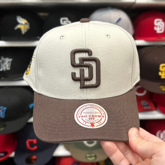 San Diego Padres MLB Snapback | Mitchell & Ness Pro Crown Adjustable Hat | Tan/Brown