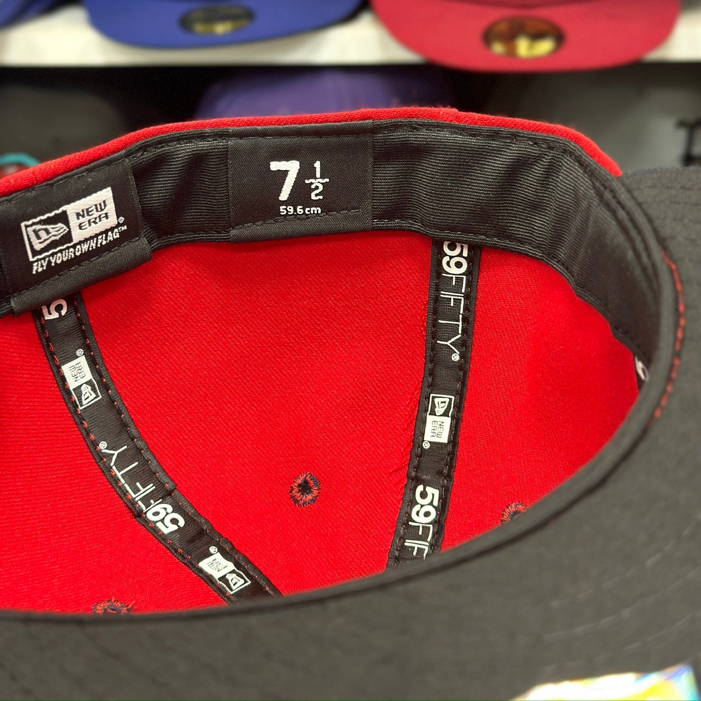 Washington Nationals MLB Vintage Fitted Hat | New Era 59FIFTY Sized Cap | Red/Black