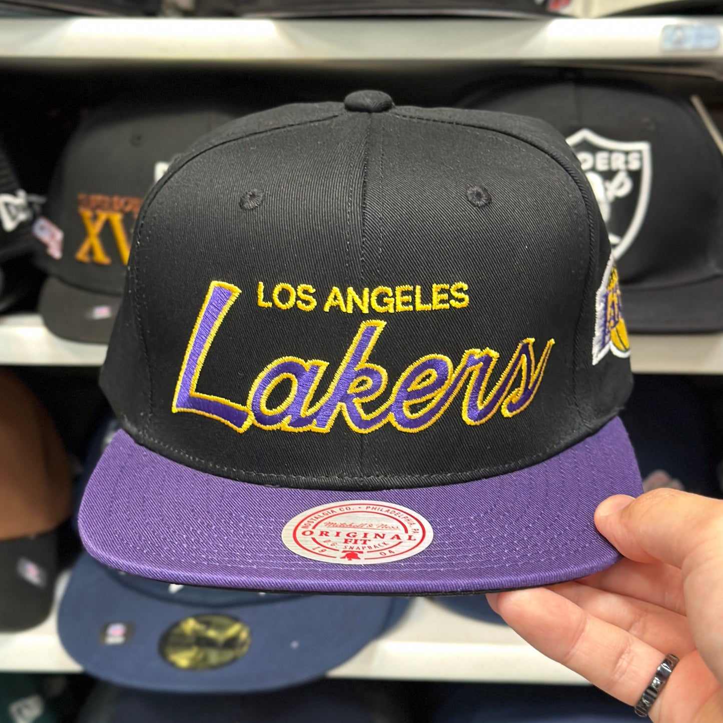 Mitchell & Ness LA Lakers NBA Script Vintage Snapback Black/Purple
