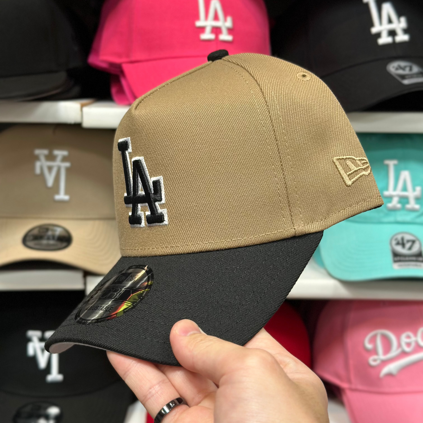 LA Dodgers A-Frame Snapback | New Era 9FORTY | Tan/Black