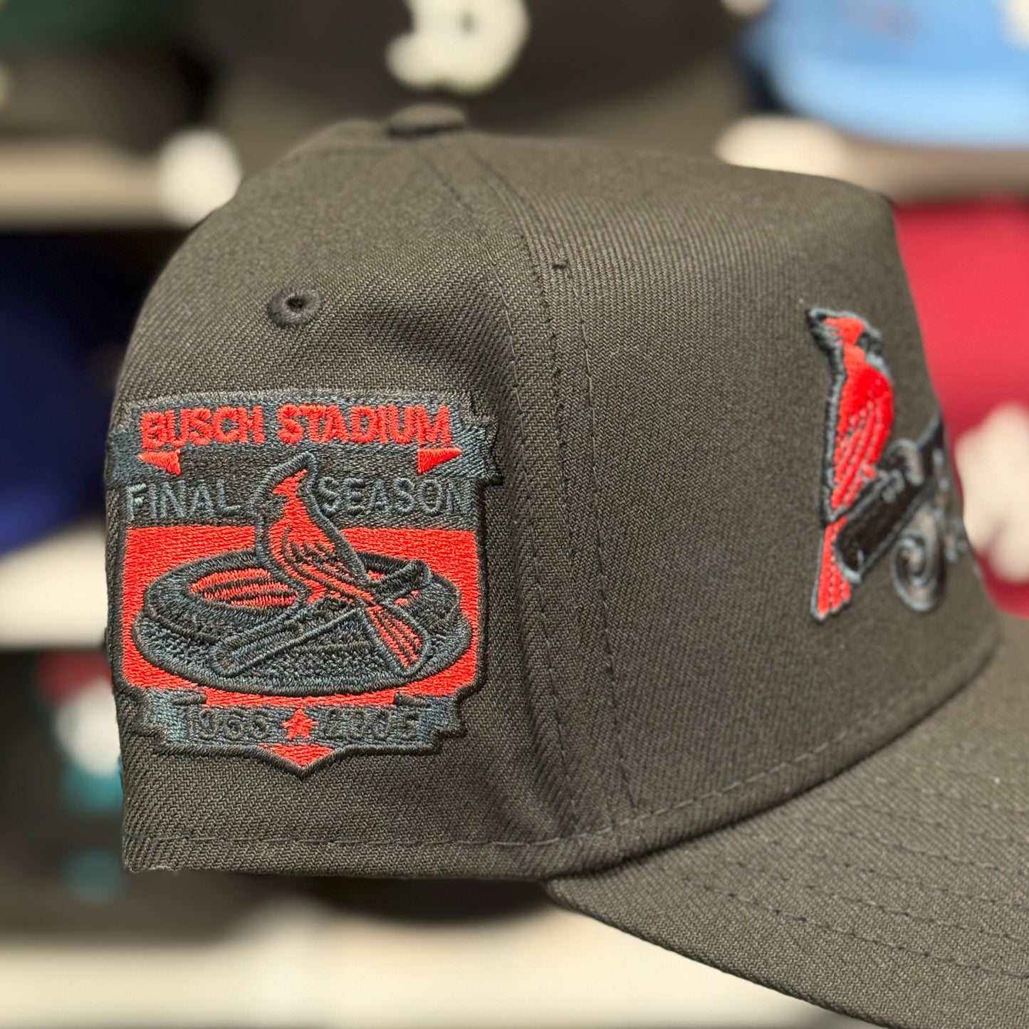 New Era St. Louis Cardinals 'Final Season' A-Frame 9FORTY Snapback Black Red Under Brim