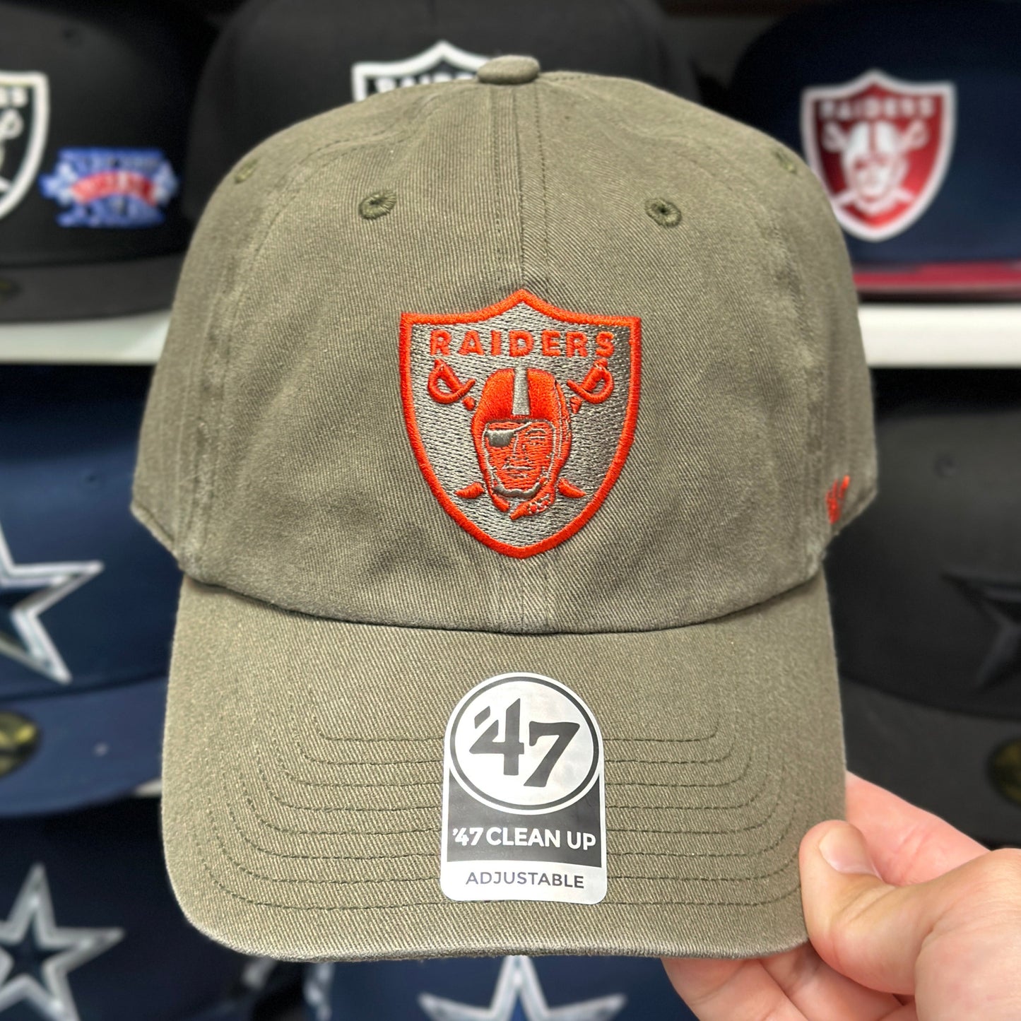 Las Vegas Raiders Dad Cap '47 Brand Olive/Orange