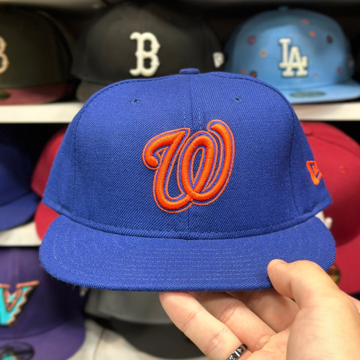 Washington Nationals MLB Vintage Fitted Hat | New Era 59FIFTY Sized Cap | Blue