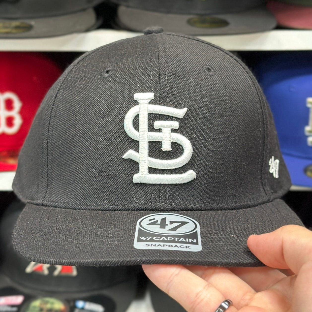 St. Louis Cardinals Black/White '47 Brand Snapback