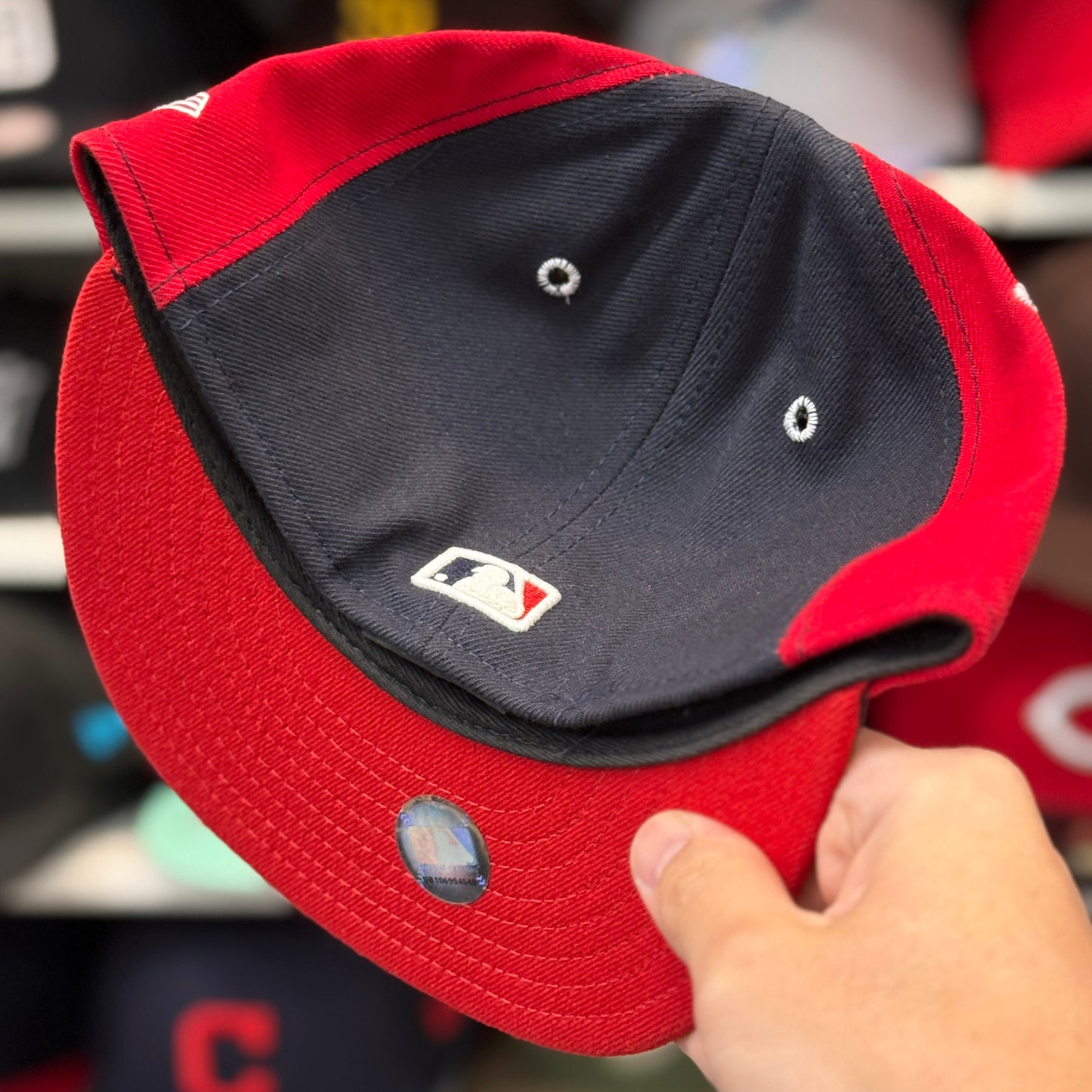New Era Cleveland Indians Vintage Red/Navy 59FIFTY Fitted Hat - Product Image