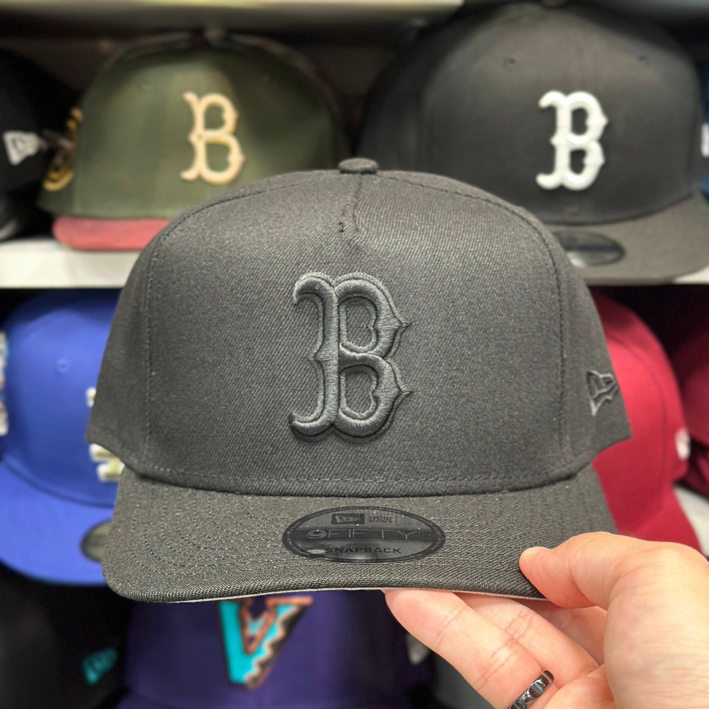 Boston Red Sox MLB A-Frame Cap | New Era 9FIFTY Adjustable Snapback | Black