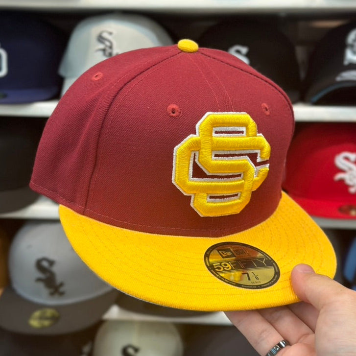 New Era 59FIFTY USC Trojans NCAA Fitted Cap Sized Hat Red/Yellow