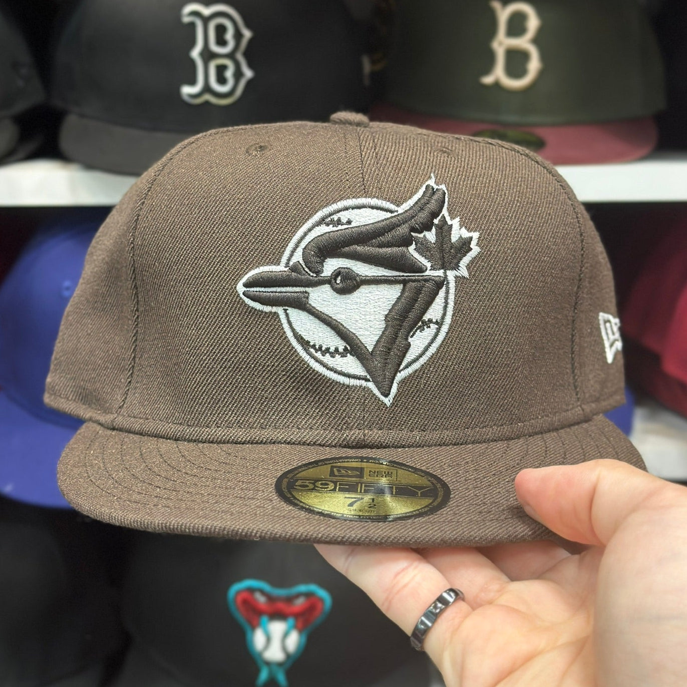 Toronto Blue Jays MLB Fitted Hat | New Era 59FIFTY Sized Cap | Brown | Size 7 5/8