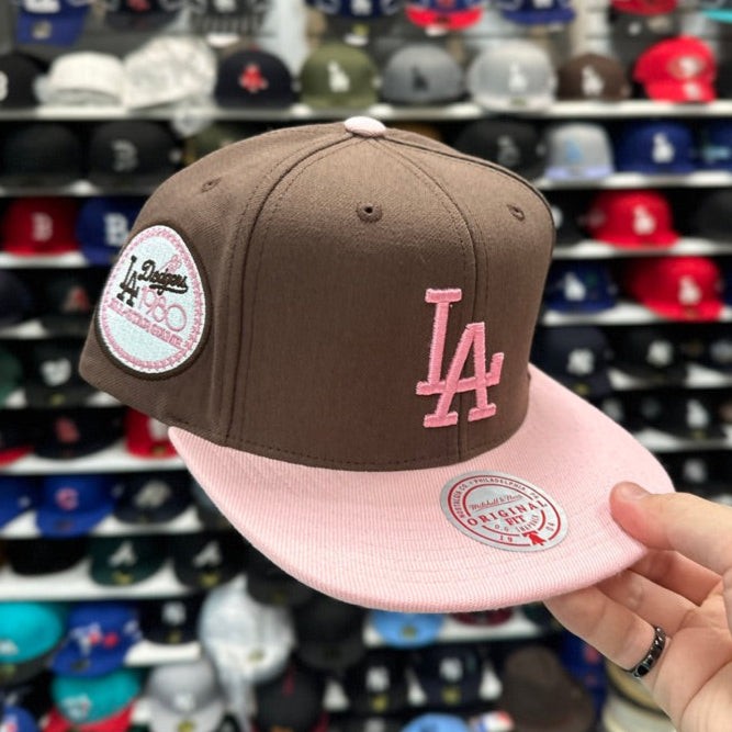Los Angeles Dodgers '1980 All Star Game' Mocha Brown/Pink Mitchell & Ness Snapback